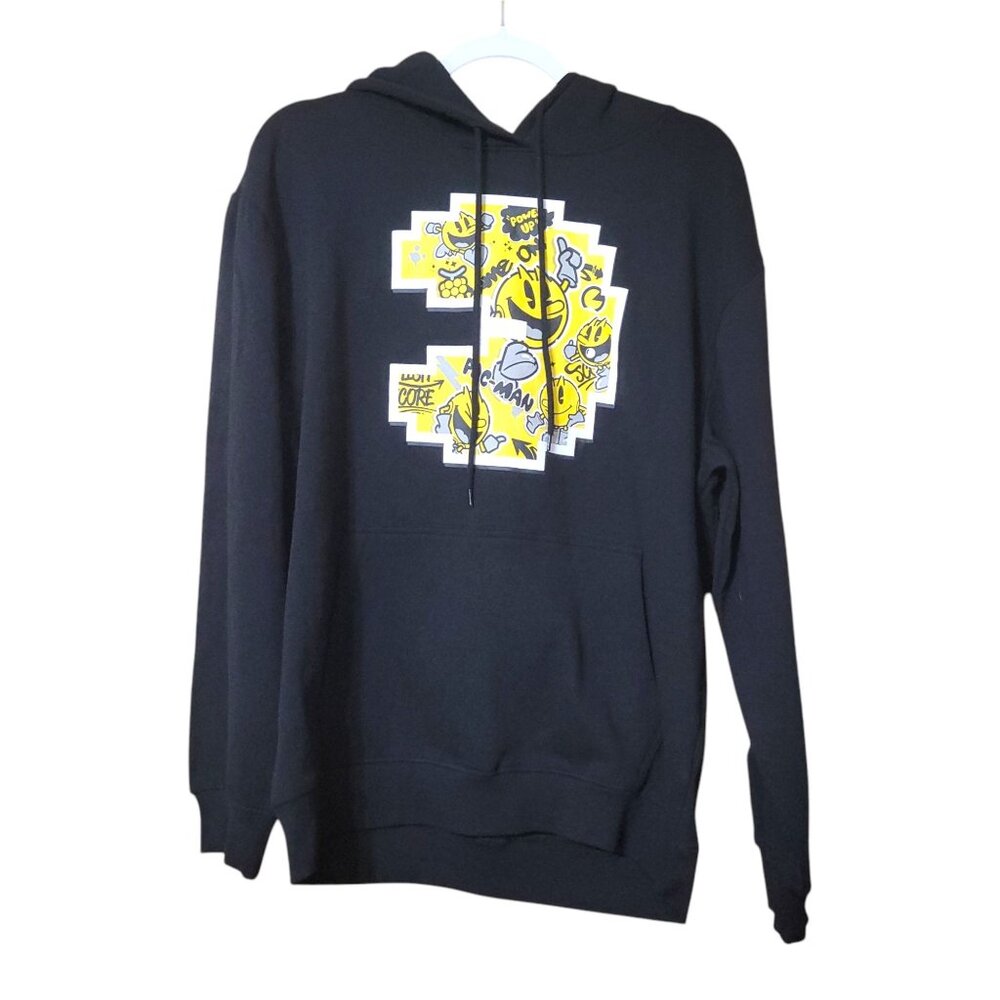 Pac-Man Black Graphic Pullover Hoodie Large Bandai Namco